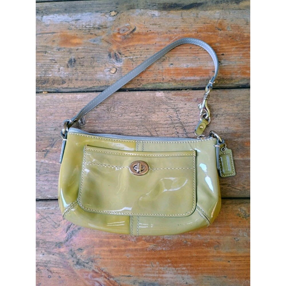 Vintage Coach Turn Lock Wristlet Mini Shoulder Bag Purse Lime Green